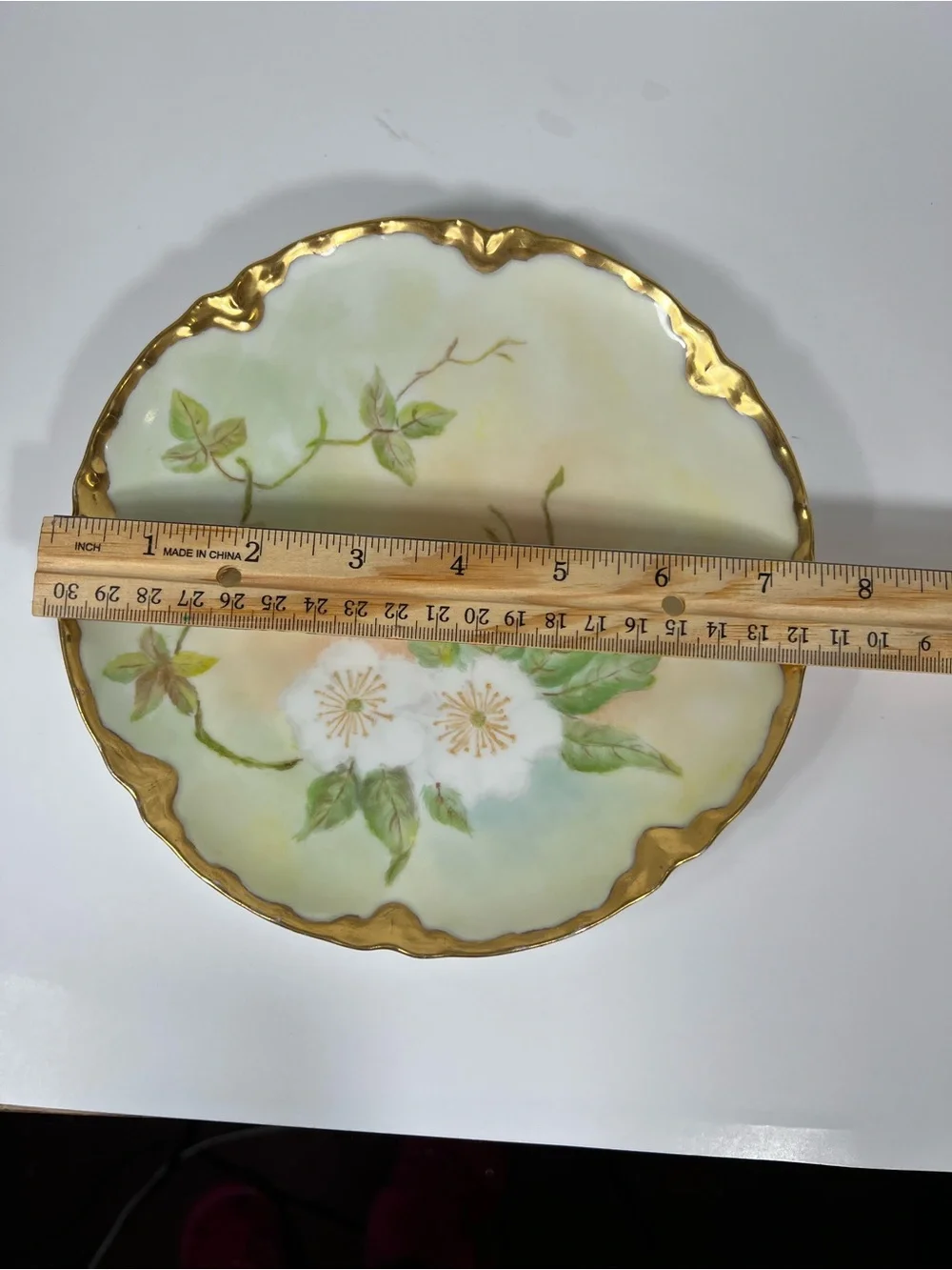 Antique Haviland Limoges France Hand Painted Floral Gold Gilt Cabinet Plate 7.5”